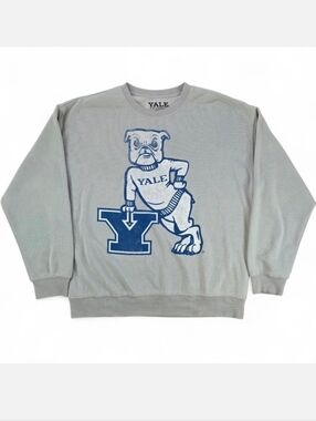Official Yale University Bulldogs Graphic Crewneck Sweatshirt Gray Men Size L